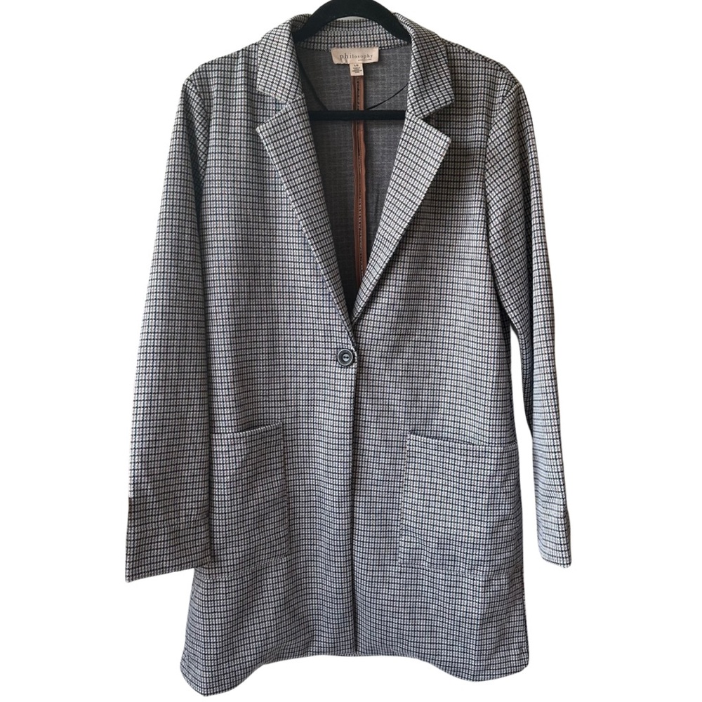 Philosophy Houndstooth Mid Length Coat Blazer